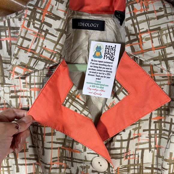 Ideology washable‎ denim Women's Trench Coat in Orange and Cream box 125 - Picture 5 of 9